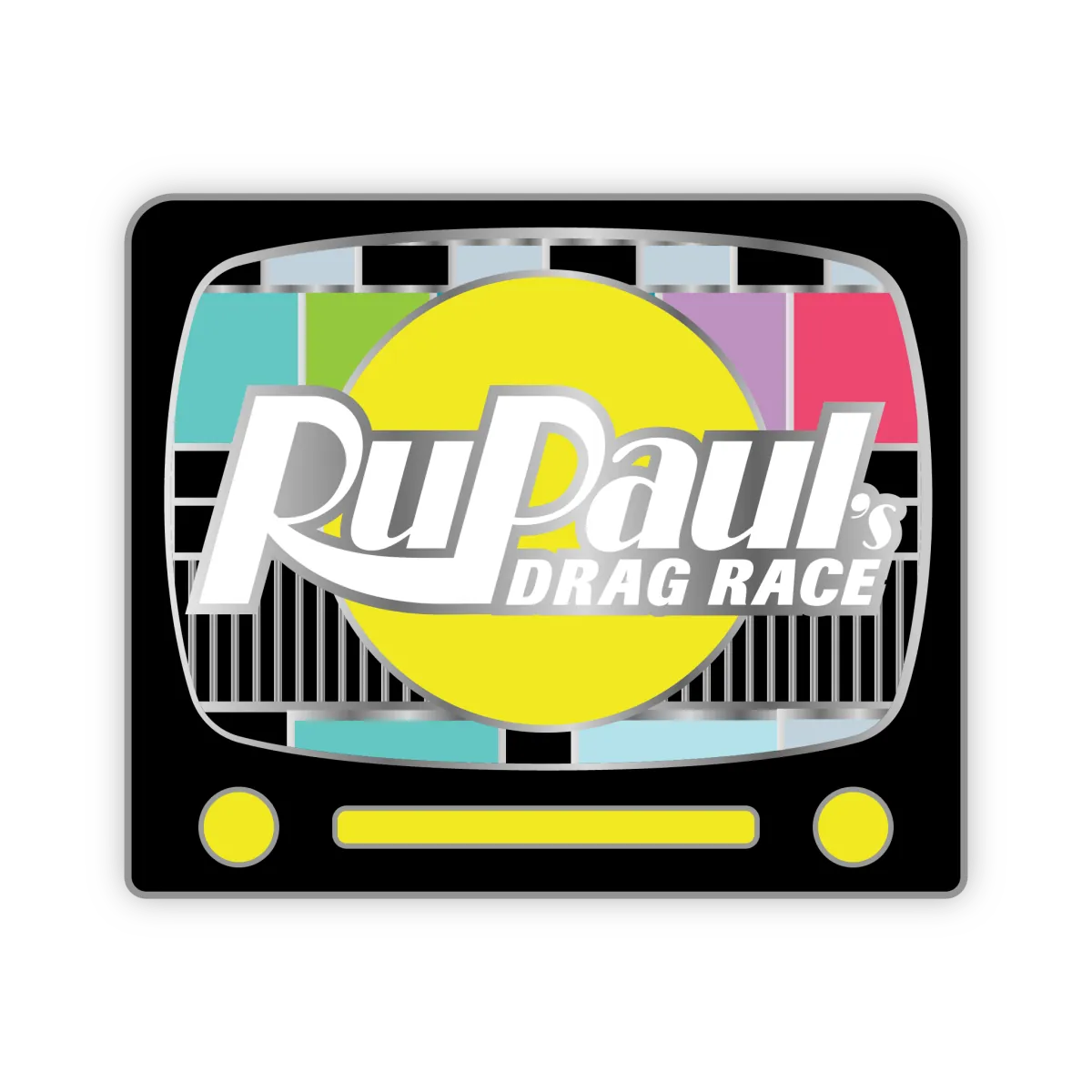 RuPaul’s Drag Race season enamel pin styled as a retro television