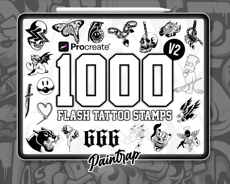Black-and-white traditional tattoo flash design collection